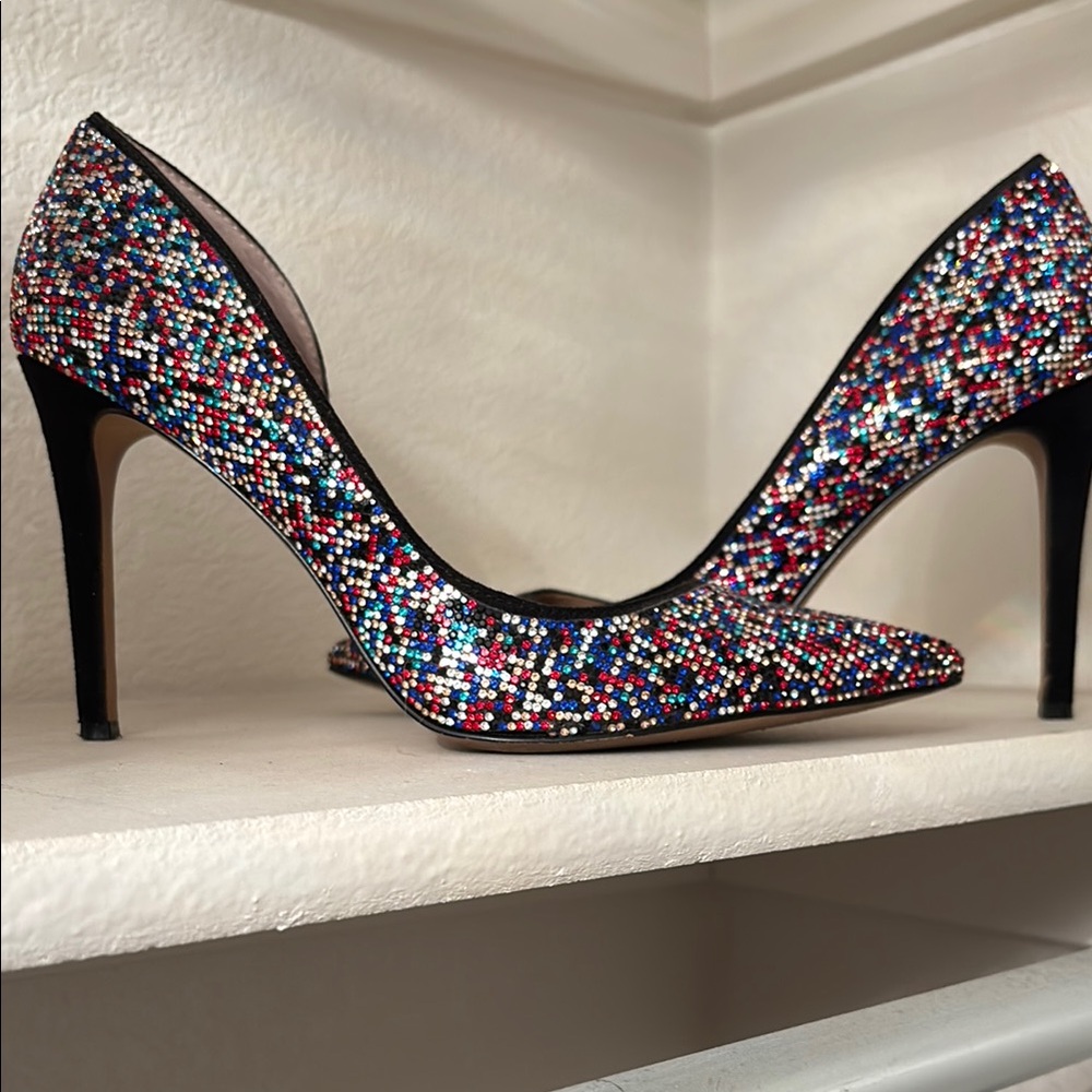 Red and Blue Stiletto Heels with Elegant Silhouette